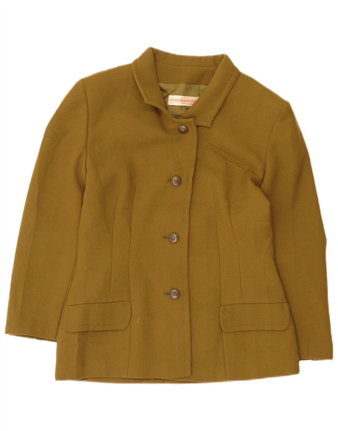 Roccobarocco Γυναικείο σακάκι 4 κουμπιών Blazer IT 44 Μαλλί μεσαίου χακί