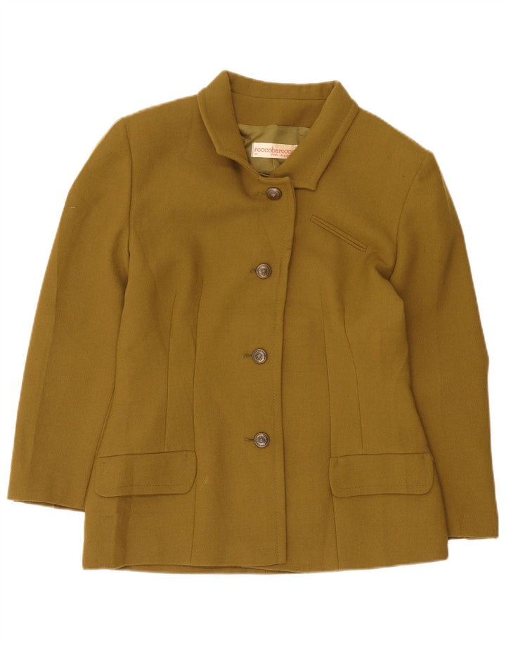 Roccobarocco Γυναικείο σακάκι 4 κουμπιών Blazer IT 44 Μαλλί μεσαίου χακί