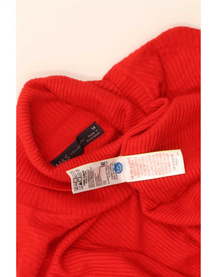 Marks & Spencer Γυναικείο πουλόβερ με ρολό λαιμόκοψη UK 14 Μεσαίο κόκκινο βισκόζη
