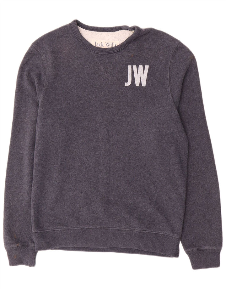 Jack Wills Ανδρικό γραφικό φούτερ Jumper Medium Navy Blue Cotton