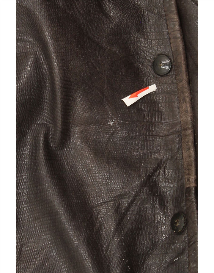 Vintage Γυναικείο Oversized Δερμάτινο Μπουφάν EU 44 XL Καφέ Δερμάτινο