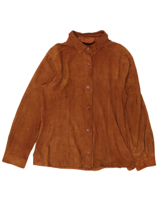 Vintage Γυναικείο Suede Πουκάμισο IT 48 XL Καφέ Δερμάτινο