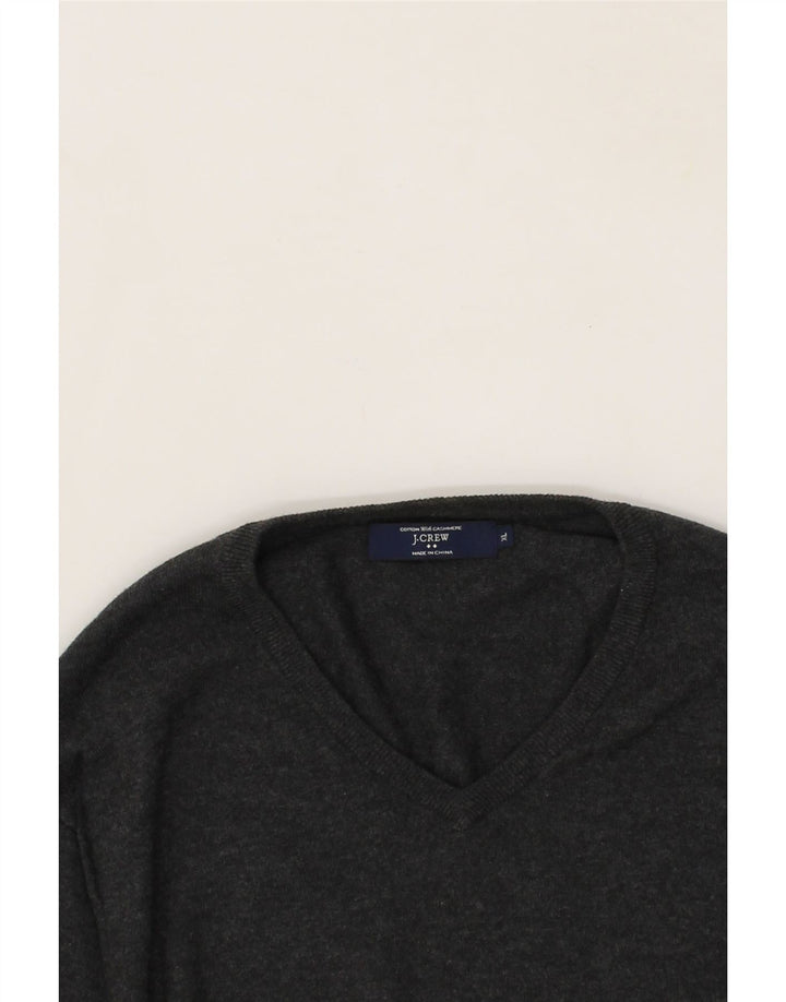 J. CREW Mens V-Neck Jumper Sweater XL Grey Cotton Vintage J. Crew and Second-Hand J. Crew from Messina Hembry 
