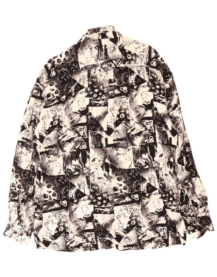 VINTAGE Ανδρικό πουκάμισο Abstract Pattern Μέγεθος 41 Large Μαύρο