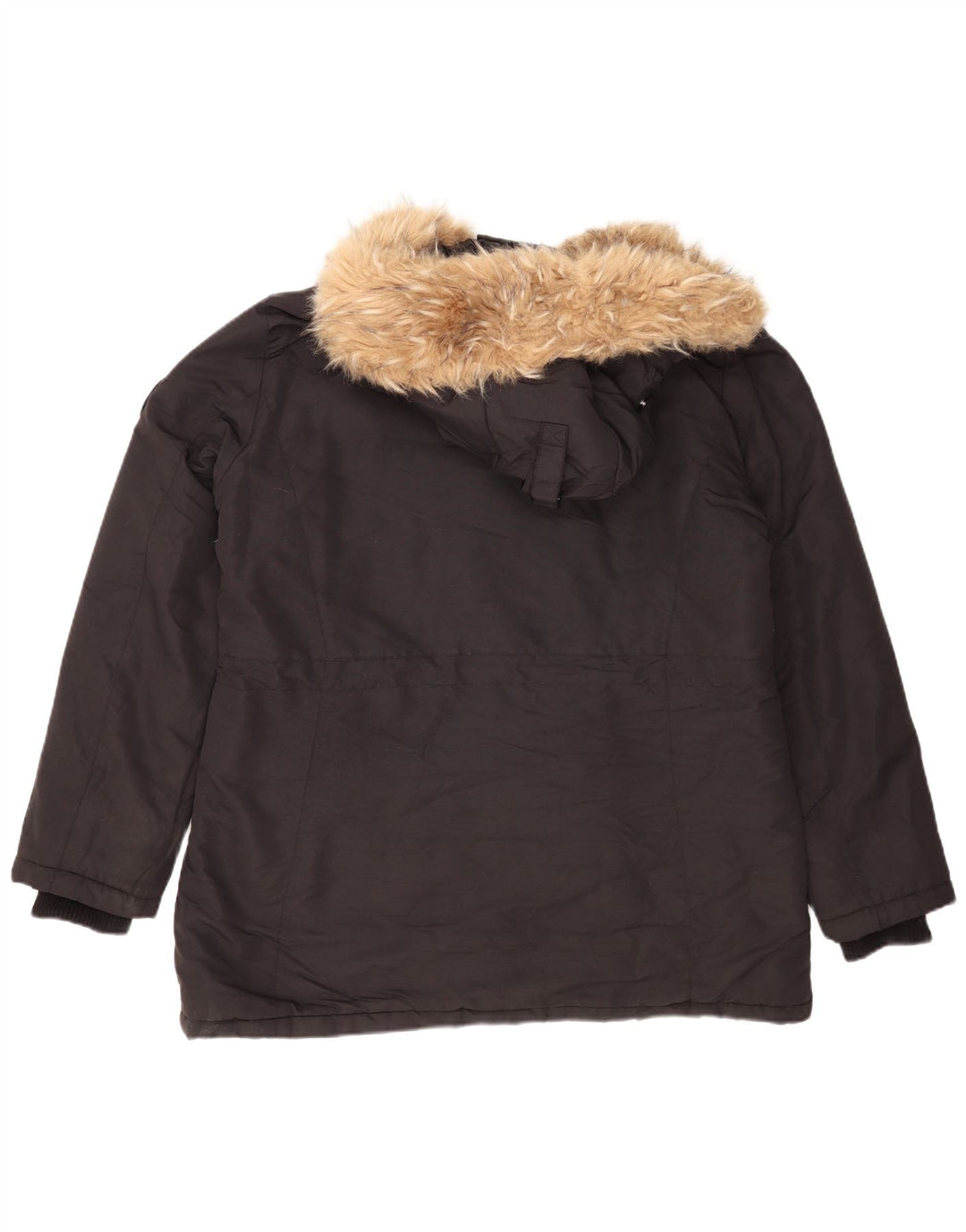 Superdry γυναικείο μπουφάν Parka με κουκούλα μεγάλου μεγέθους UK 16 μαύρο νάιλον