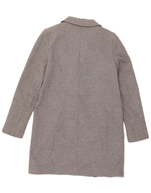 Zara Γυναικείο παλτό με διπλό στήθος Loose Fit UK 6 XS Γκρι βαμβακερό ριγέ