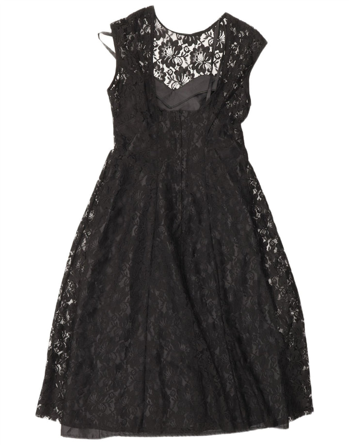 CLASSIC Γυναικείο Φόρεμα Α-Line UK 12 Medium Black Floral Nylon