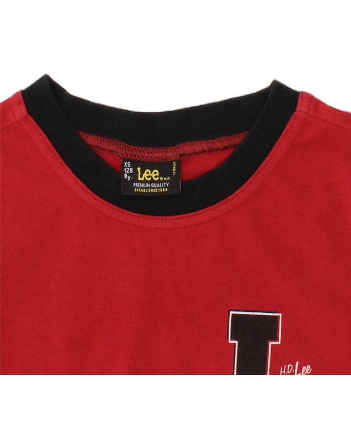 LEE Boys Graphic Vest Top 7-8 Years XS Red Cotton Vintage Lee and Second-Hand Lee from Messina Hembry 