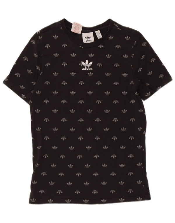 Γραφικό T-Shirt Adidas Boys Top 13-14 ετών Μαύρο βαμβακερό