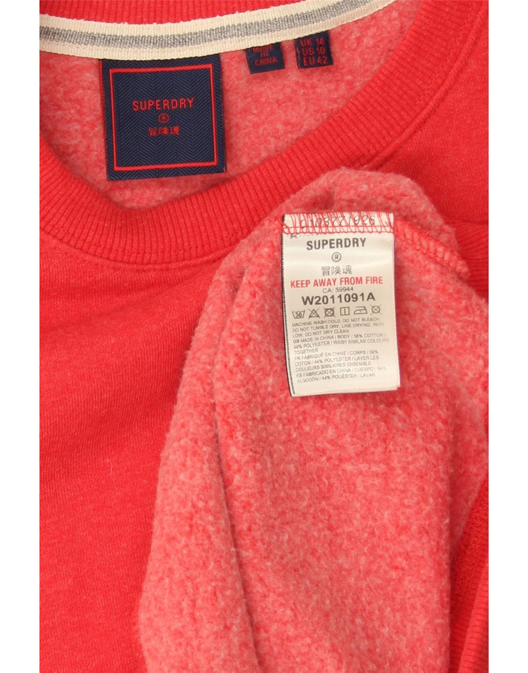 Superdry Γυναικείο Φούτερ μεγάλου μεγέθους Jumper UK 14 μεγάλο κόκκινο βαμβακερό