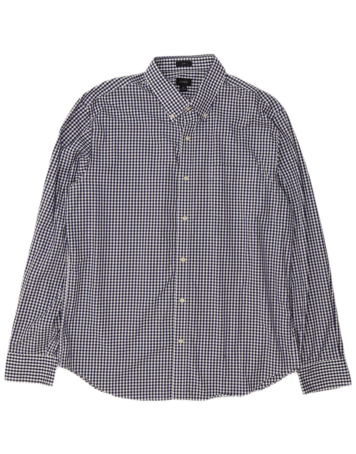 J. Crew Ανδρικό Slim Shirt XL Navy Blue Gingham Cotton
