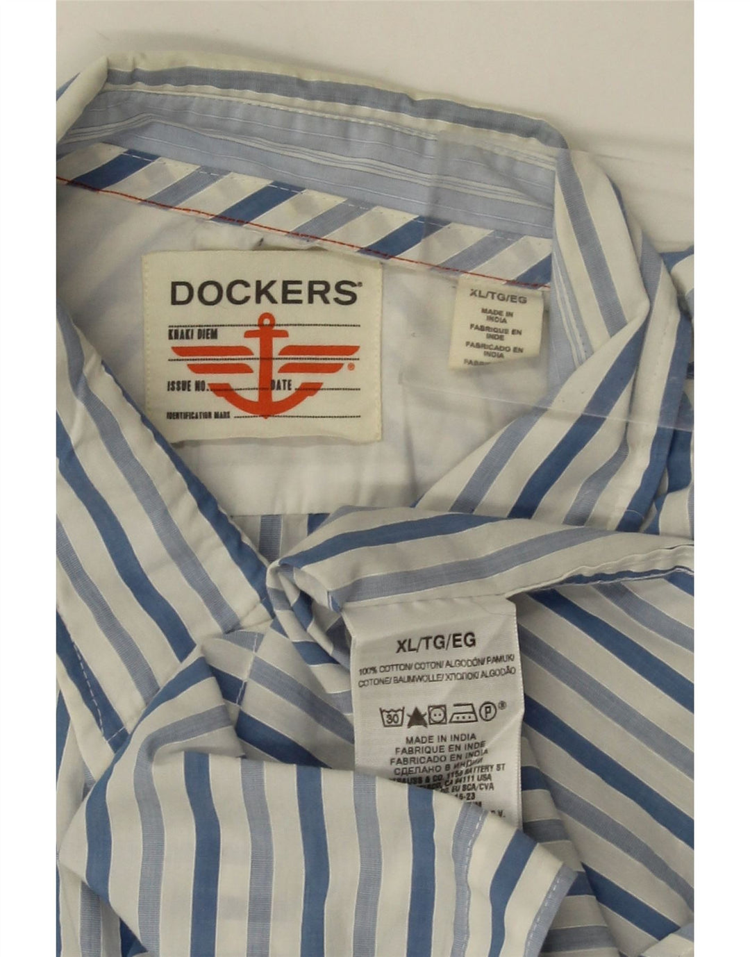 Ανδρικό πουκάμισο Dockers XL Μπλε βαμβακερό ριγέ
