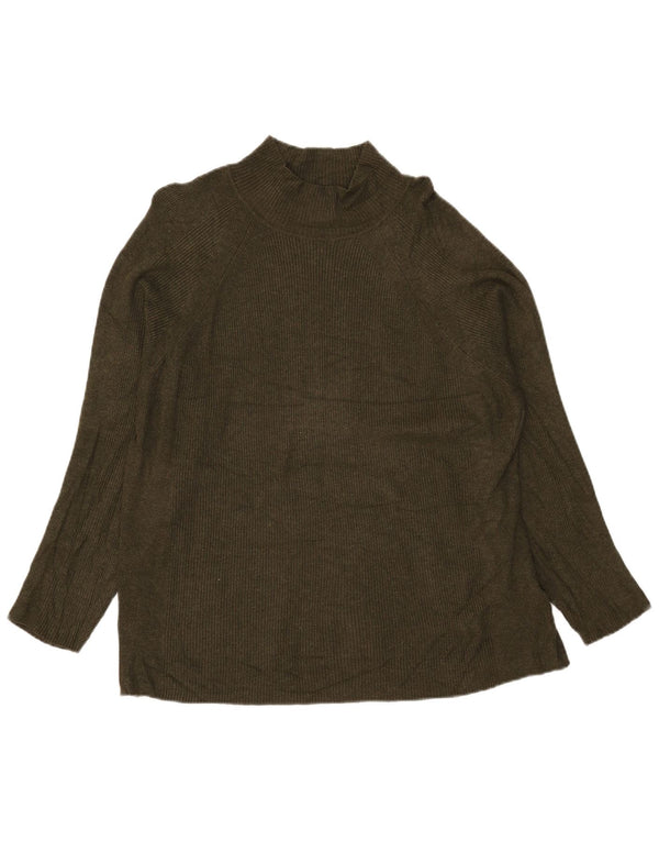 Marks & Spencer Γυναικείο πουλόβερ με λαιμό χελώνα UK 20 2XL Khaki Viscose