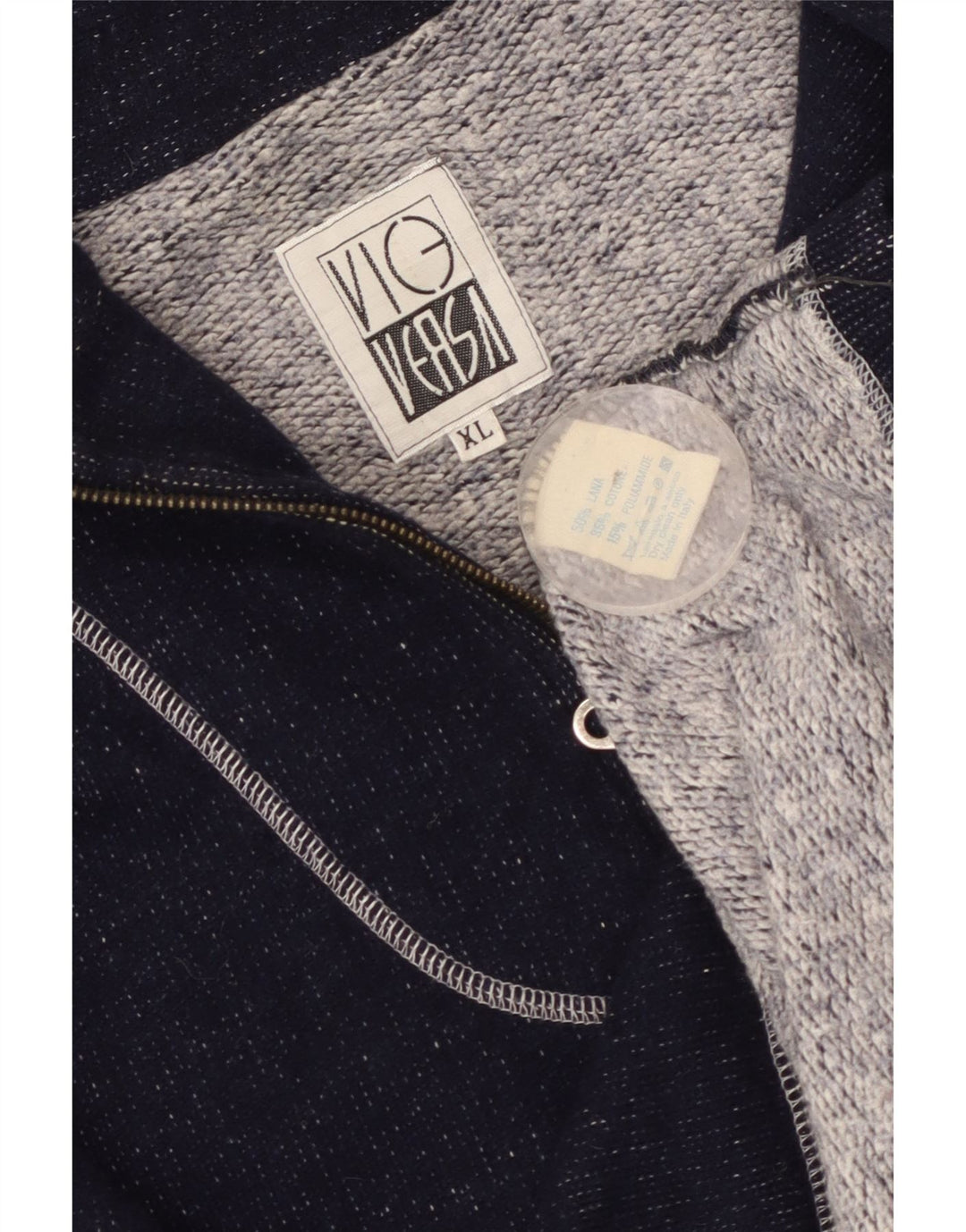 Vintage ανδρικό φούτερ με φερμουάρ Jumper XL Navy Blue Wool