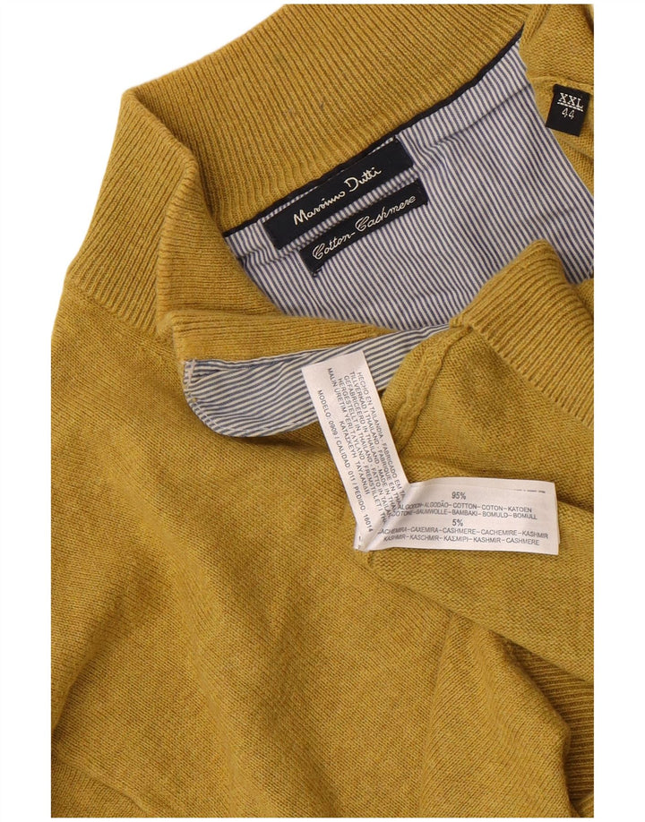 Ανδρικό πουλόβερ Massimo Dutti με φερμουάρ 2XL κίτρινο βαμβακερό