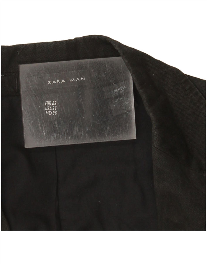 Zara Ανδρικό σακάκι σακάκι με 1 κουμπί EU 46 Μικρό μαύρο βαμβακερό