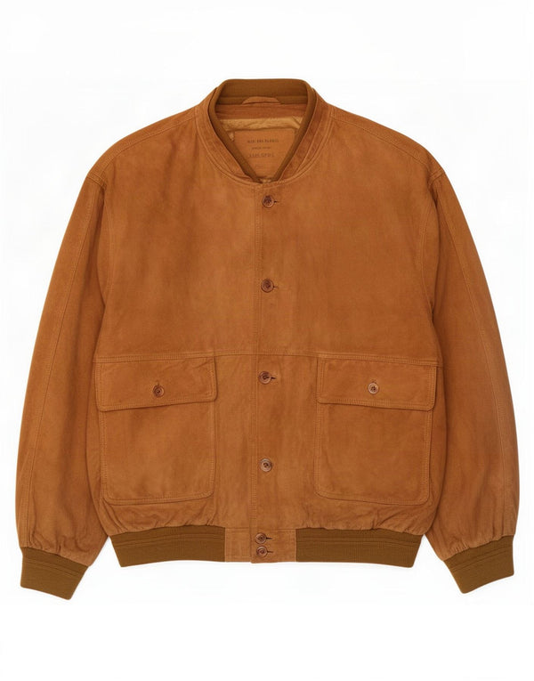 Vintage Ανδρικό Suede Bomber Jacket IT 58 4XL Καφέ Δερμάτινο