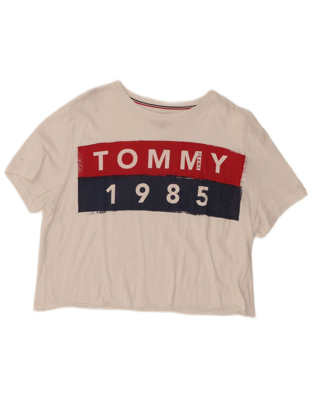 TOMMY HILFIGER Γυναικείο Crop Graphic T-shirt Top UK 16 Large White