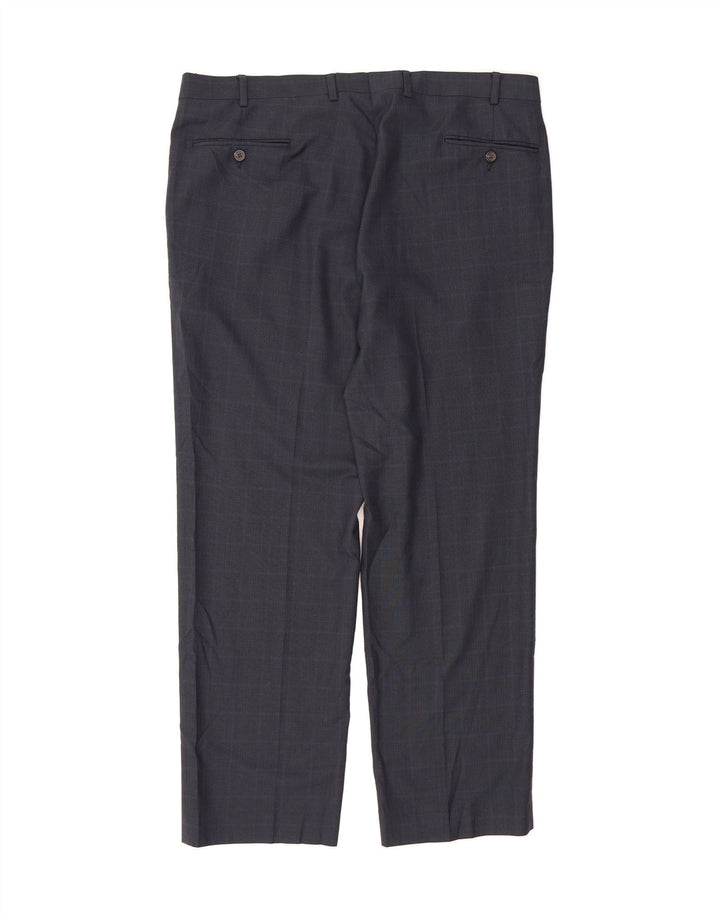 CHAPS Mens Straight Suit Trousers W36 L30 Navy Blue Check Polyester Vintage Chaps and Second-Hand Chaps from Messina Hembry 