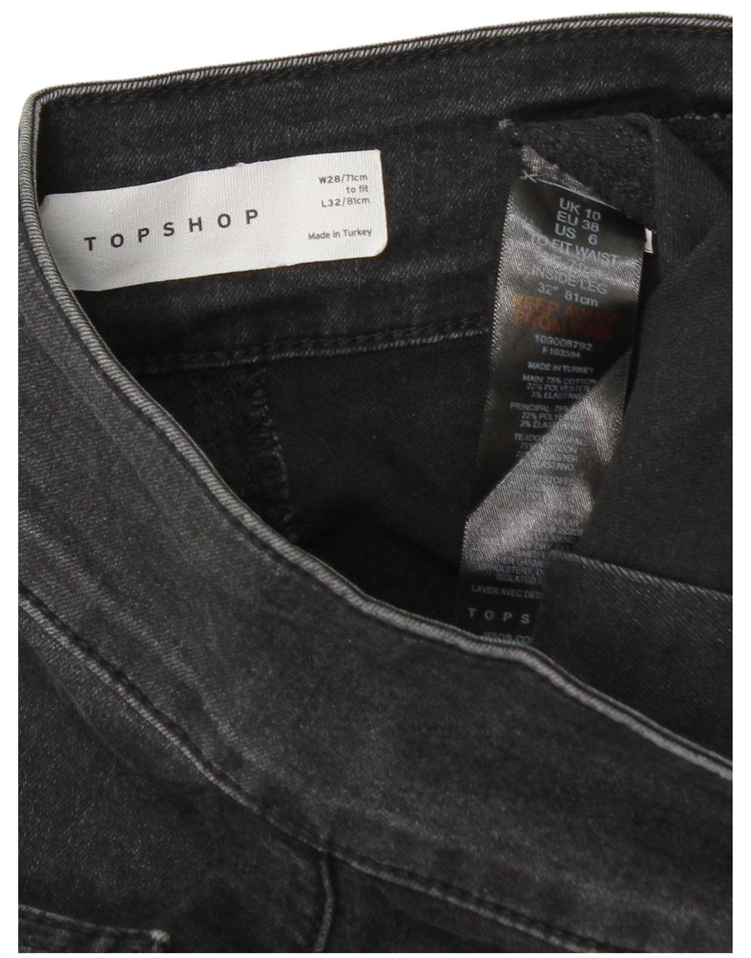 Topshop Γυναικείο τζιν με φλάντζα W28 L32 Γκρι βαμβακερό