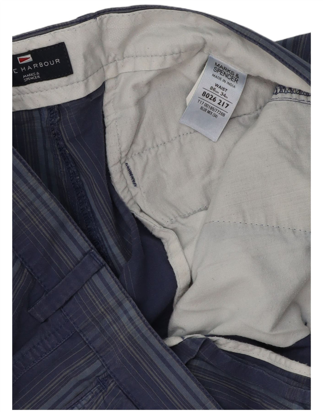 Marks & Spencer Ανδρικό σορτς Chino σε μπλε Harbor W34 Large Navy Blue Check