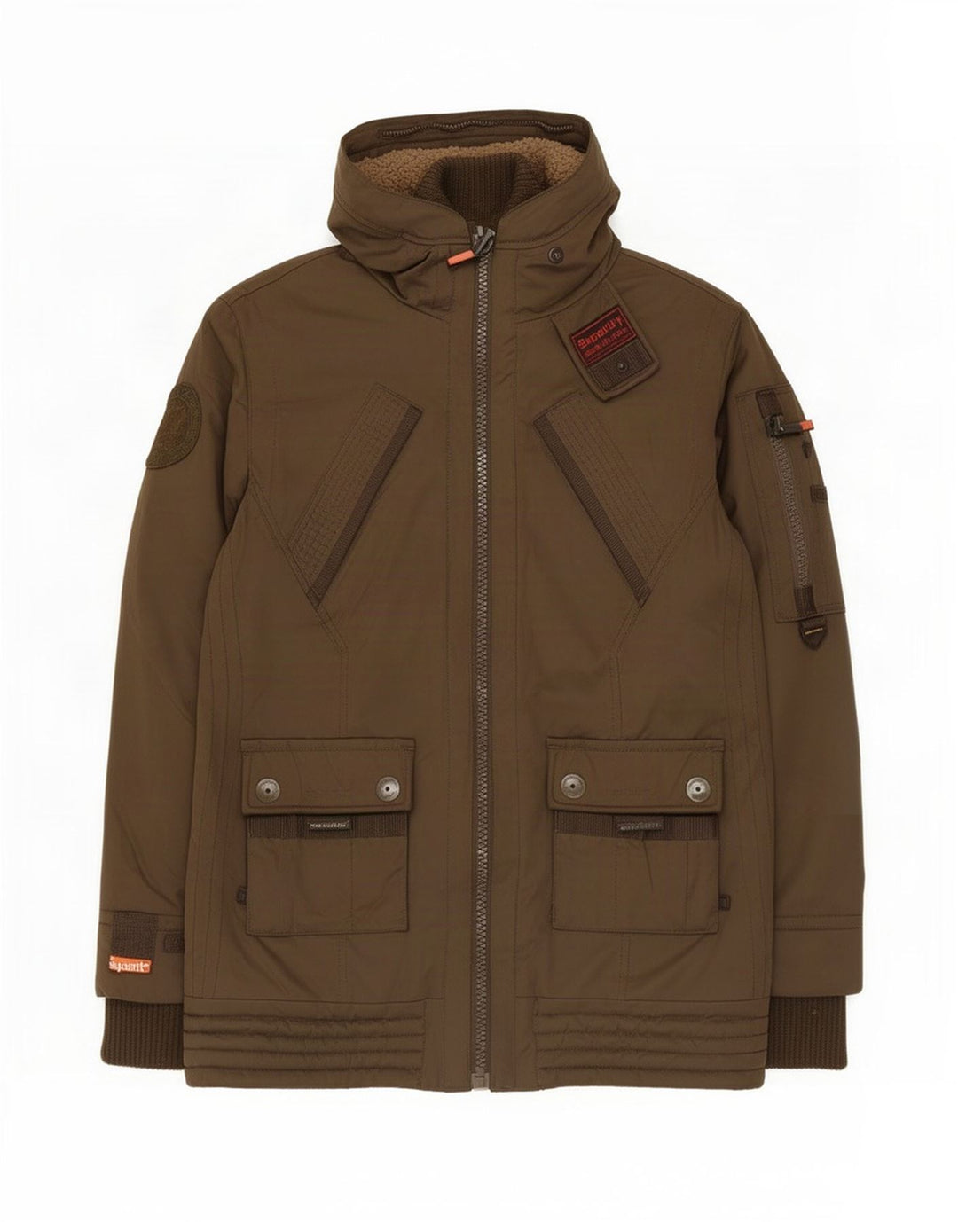 Superdry γυναικείο μπουφάν Parka με κουκούλα UK 40 Large Brown Polyester