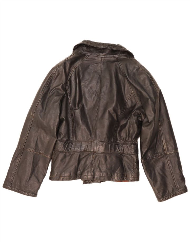 Vintage Γυναικείο Δερμάτινο Μπουφάν UK 14 Medium Black Leather