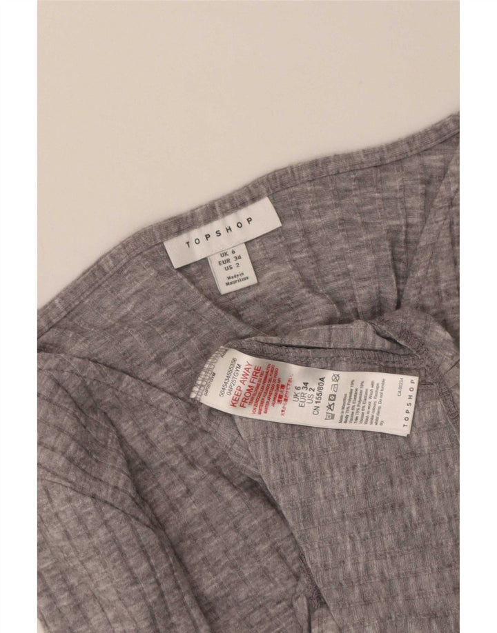 Topshop Γυναικείο μακρυμάνικο τοπ UK 6 XS Grey Polyester