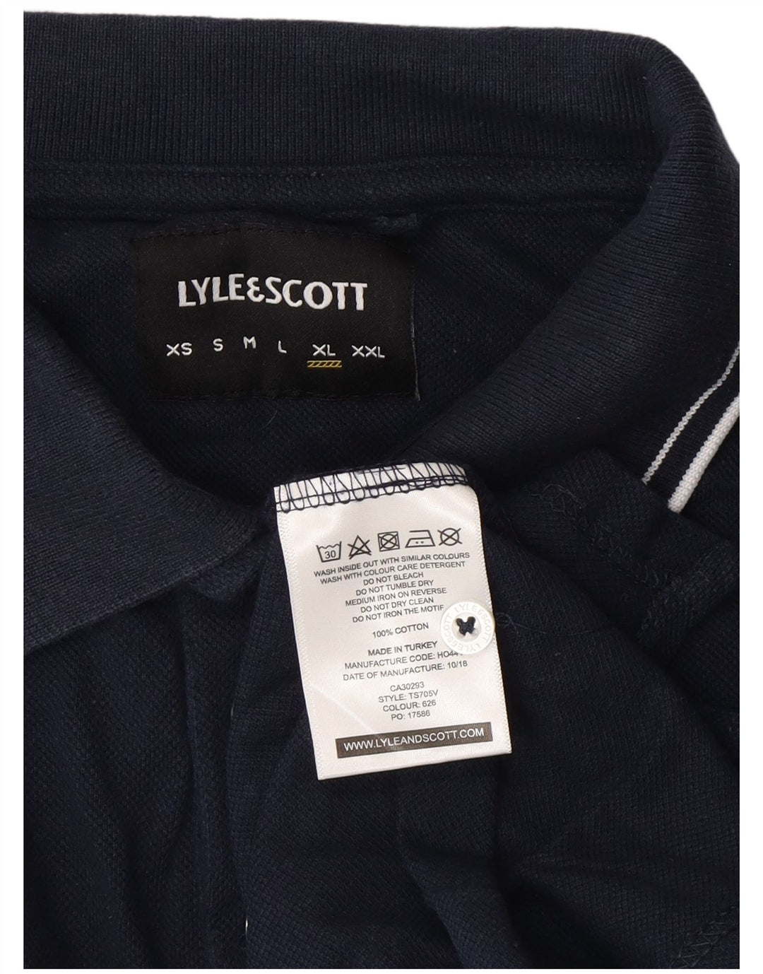 Lyle & Scott Ανδρικό πουκάμισο Polo XL Navy Blue Cotton
