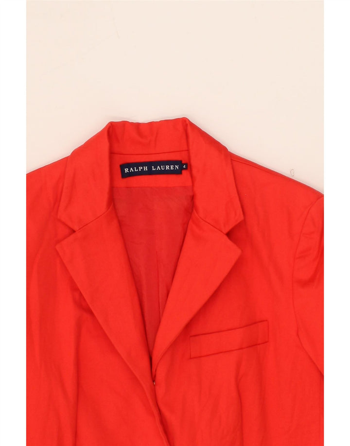 RALPH LAUREN Womens 3 Button Blazer Jacket US 4 Small Red Cotton Vintage Ralph Lauren and Second-Hand Ralph Lauren from Messina Hembry 