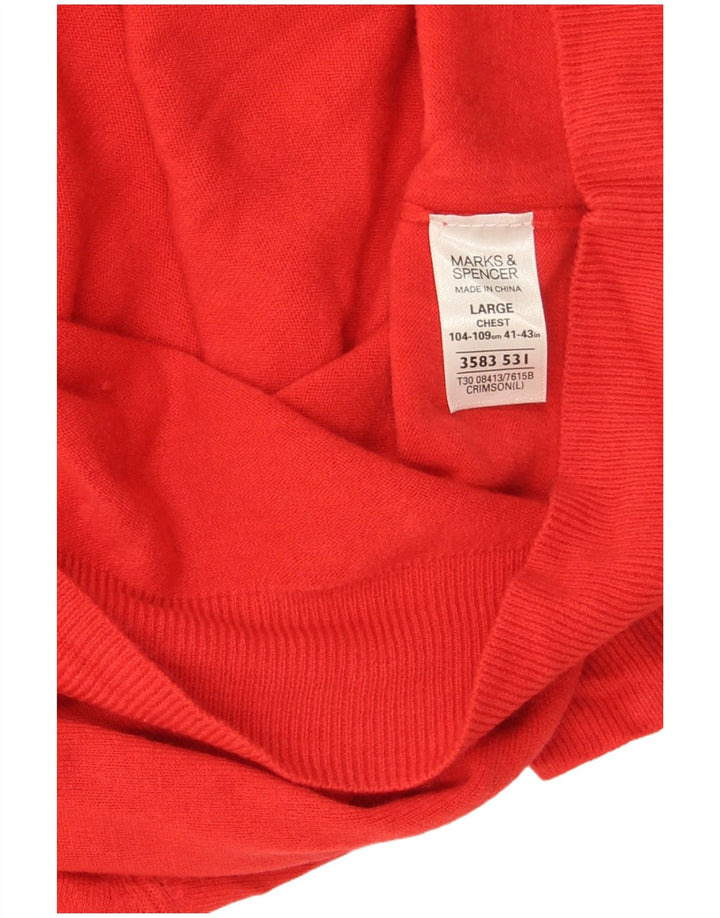 Ανδρικό πουλόβερ Marks & Spencer Blue Harbor με λαιμόκοψη με λαιμόκοψη, μεγάλο κόκκινο ακρυλικό