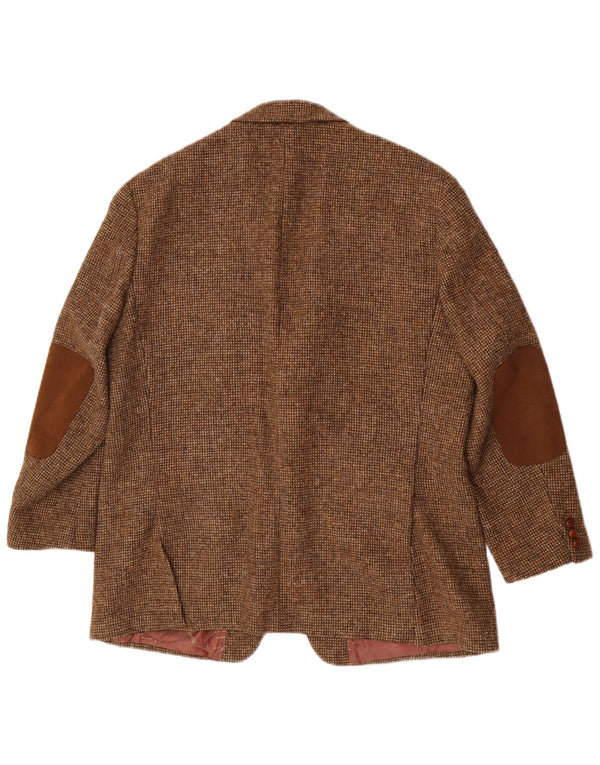 Harris Tweed Ανδρικό σακάκι σακάκι με 2 κουμπιά UK 46 3XL καφέ παρθένο μαλλί