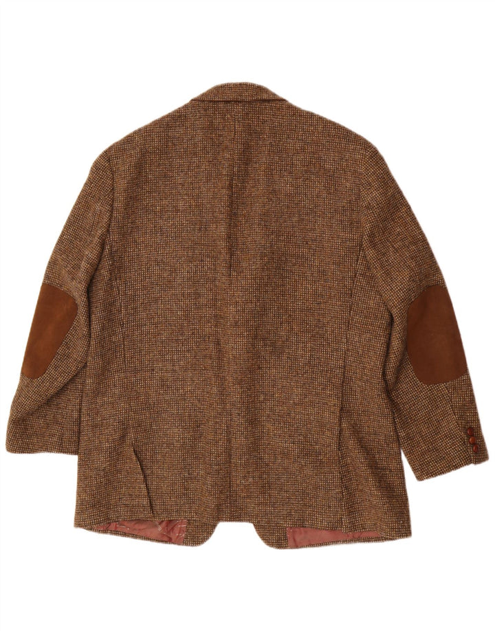 Harris Tweed Ανδρικό σακάκι σακάκι με 2 κουμπιά UK 46 3XL καφέ παρθένο μαλλί