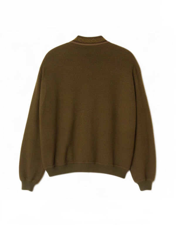 Ανδρικό πουλόβερ ζακέτα Malagrida Large Khaki Fair Isle Wool
