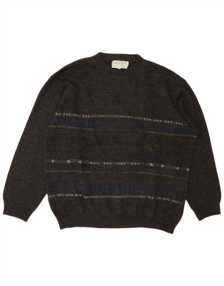 BEXLEYS Ανδρικό πουλόβερ με λαιμόκοψη XL γκρι ριγέ πολυακρυλικό