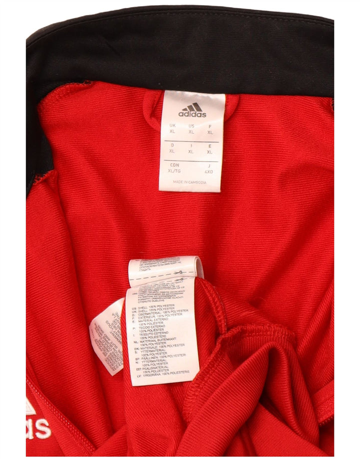 ADIDAS Mens Tracksuit Top Jacket XL Red Colourblock Polyester
