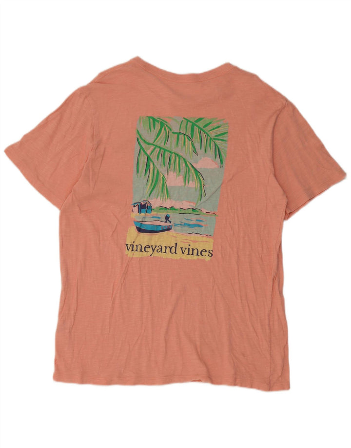 Vineyard Vines Ανδρικό γραφικό T-Shirt Top Μεσαίο Ροζ Βαμβακερό