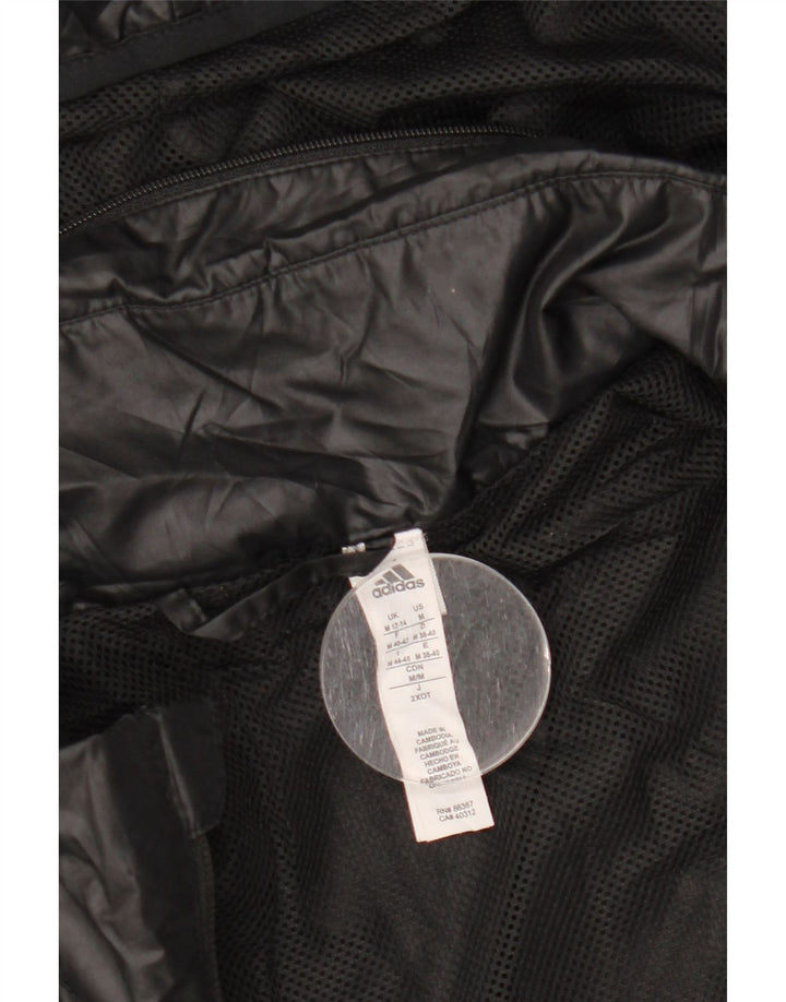 Γυναικείο μπουφάν βροχής με κουκούλα ADIDAS UK 12/14 Μεσαίο μαύρο πολυεστέρα