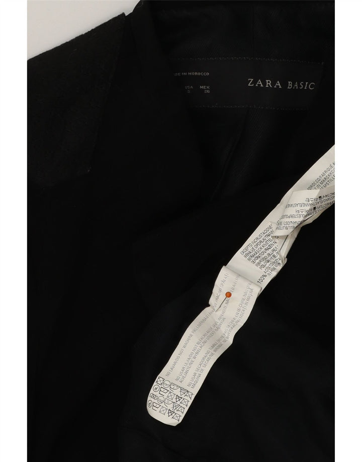 ZARA Γυναικείο Longline Open Blazer Jacket UK 10 Small Black Acetate