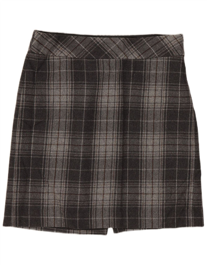 EDDIE BAUER Γυναικεία Μίνι Φούστα US 8 Medium W32 Γκρι καρό μαλλί