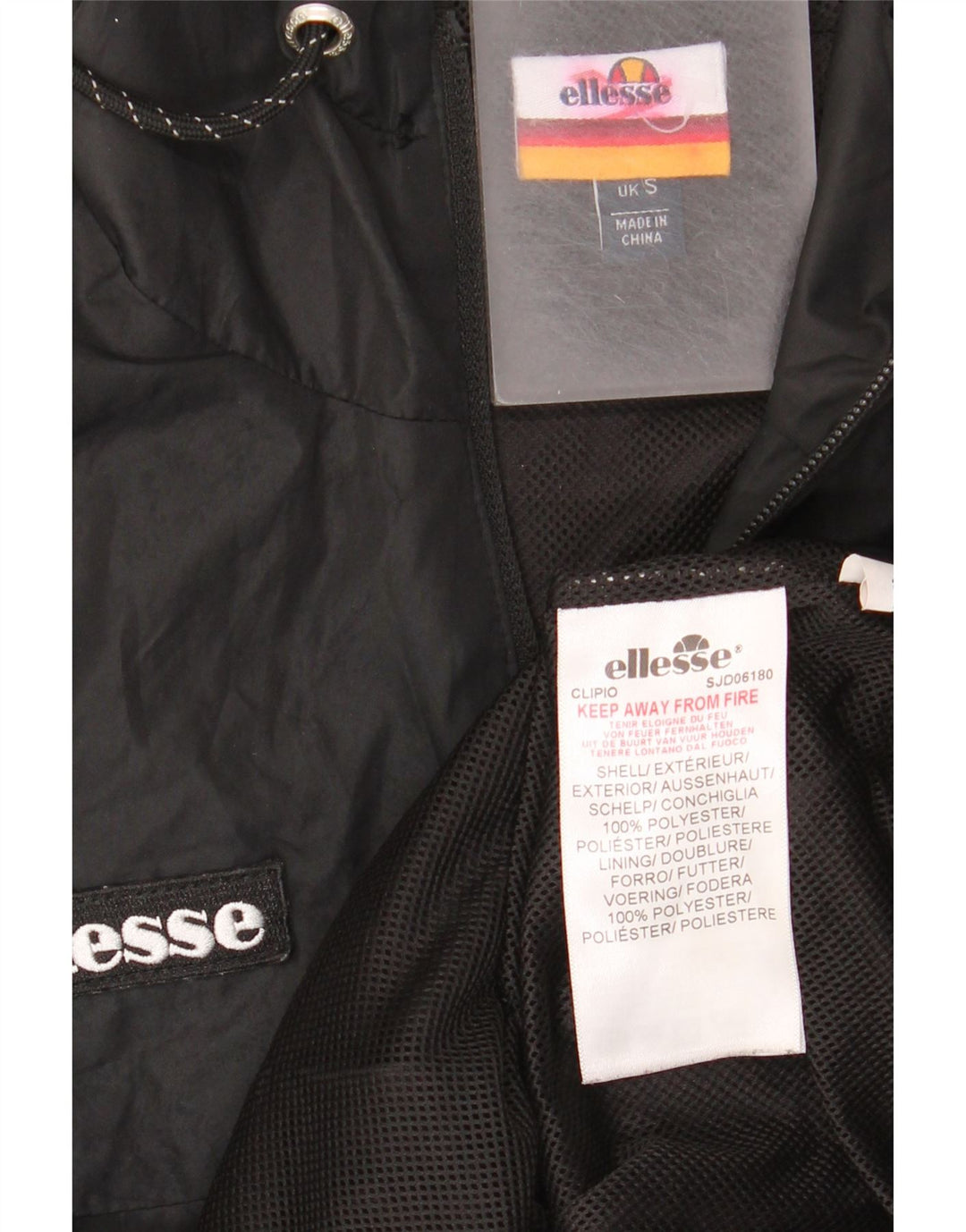 Ανδρικό μπουφάν βροχής με κουκούλα Ellesse UK 36 Small Black Polyester
