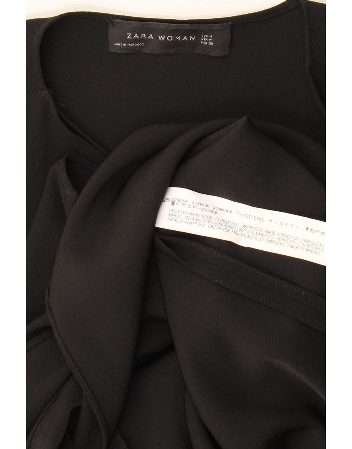 Zara Γυναικείο Αμάνικο Φόρεμα Περιτυλίγματος UK 12 Μεσαίο Μαύρο Πολυεστέρα