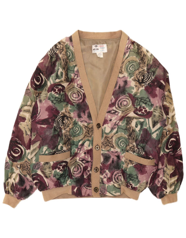 Vintage Ανδρικό Bomber Jacket UK 44 2XL Purple Floral Silk