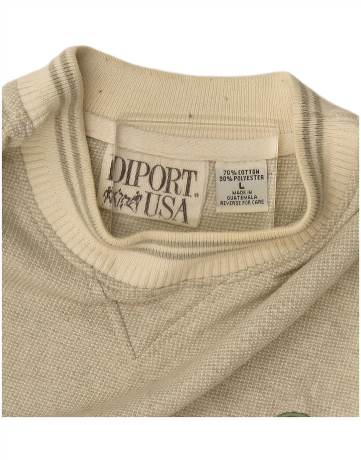 Vintage Ανδρικό Φούτερ Jumper Μεγάλο Μπεζ Βαμβακερό