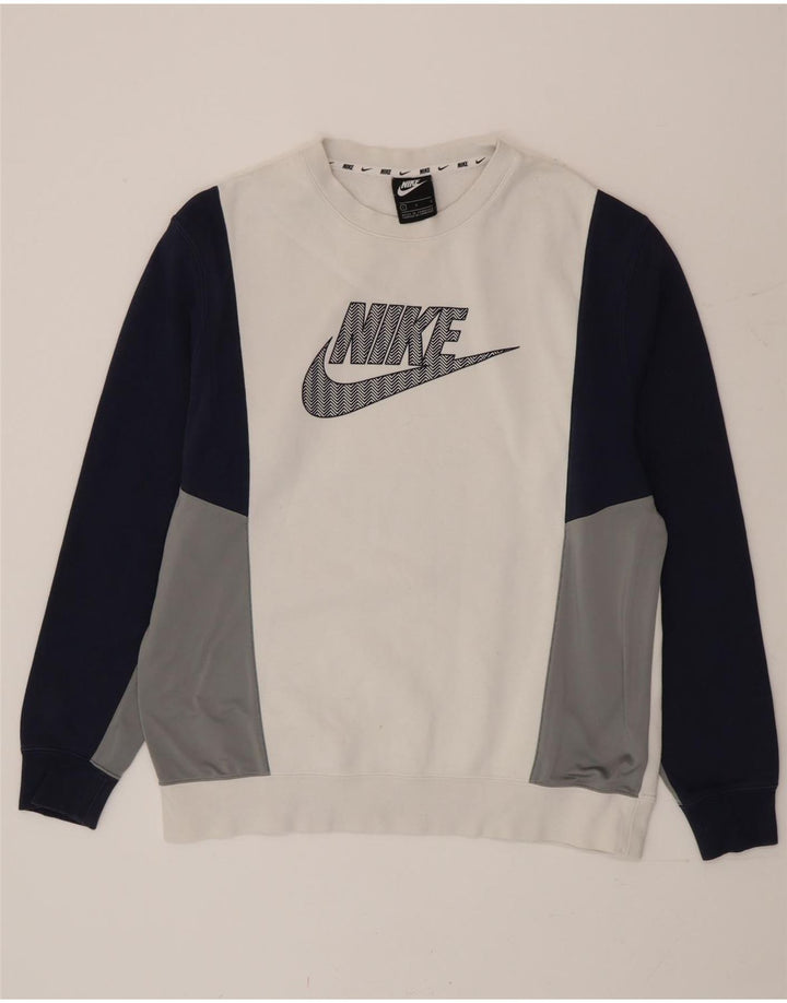 Ανδρικό γραφικό φούτερ Nike Jumper σε μεγάλο λευκό χρώμα, βαμβακερό