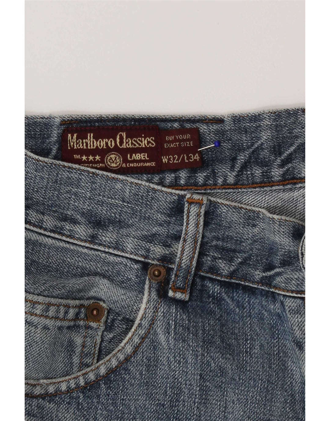 Ανδρικό τζιν Marlboro Classics Distressed Straight W32 L34 Μπλε βαμβακερό