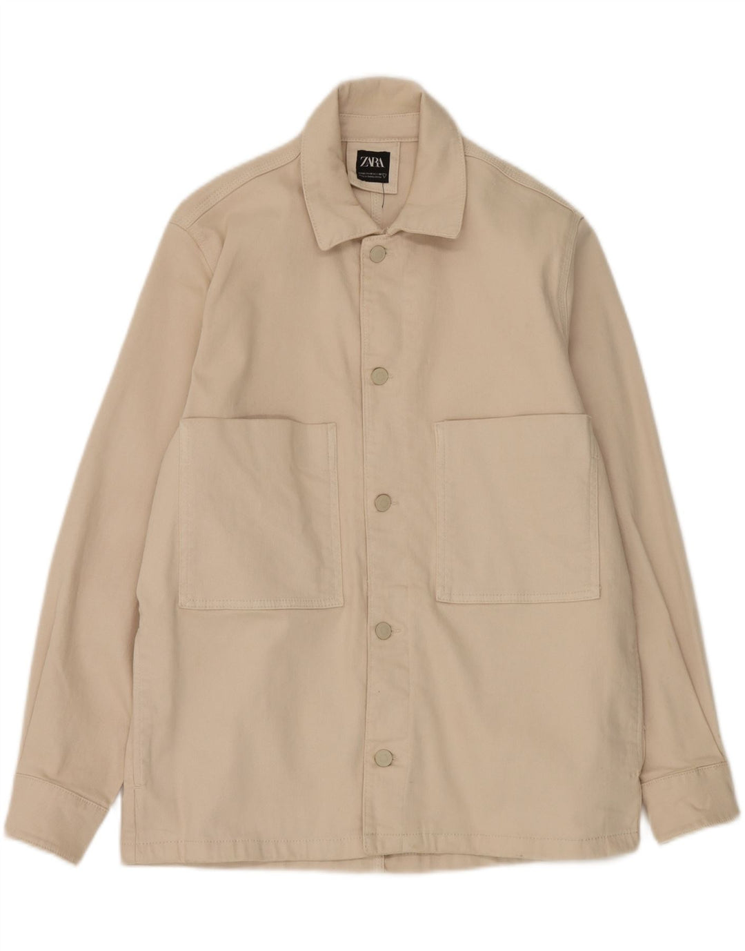 Zara Mens Utility Jacket UK 38 Medium Beige Βαμβακερό