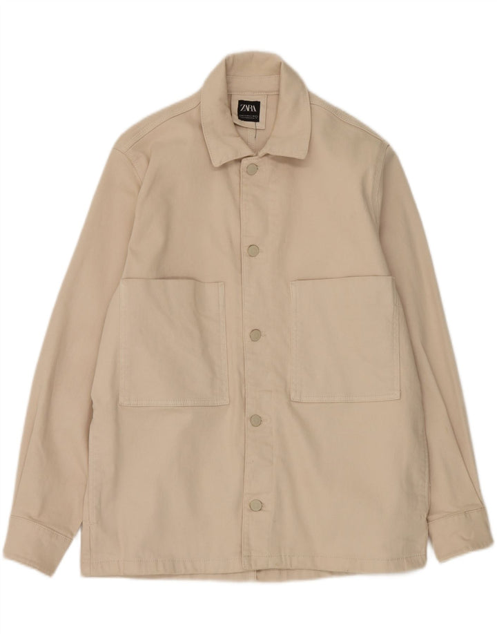 Zara Mens Utility Jacket UK 38 Medium Beige Βαμβακερό