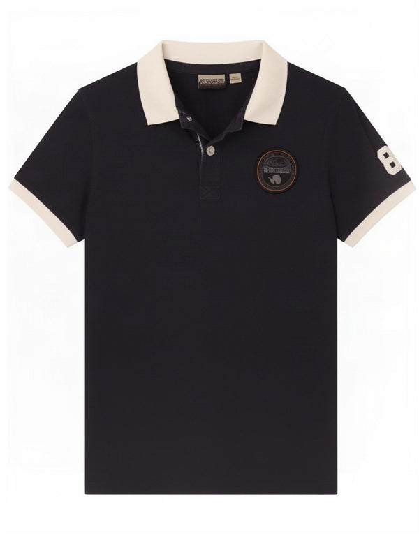 Napapijri Boys Graphic Polo Shirt 11-12 Years Navy Blue Colorblock Cotton