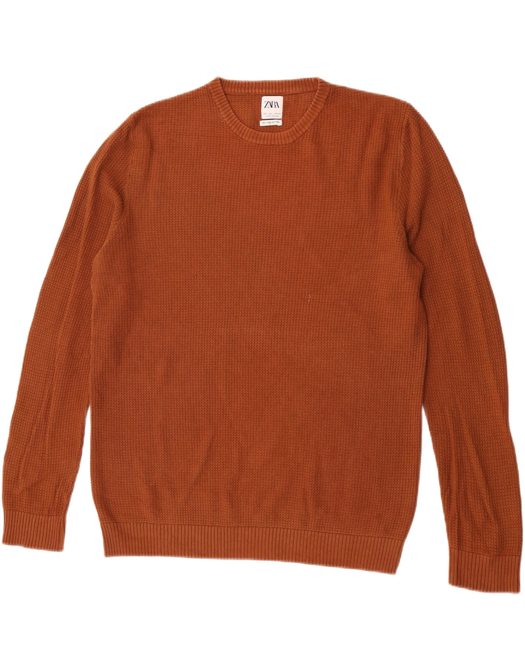 Ανδρικό πουλόβερ Zara Crew Neck Jumper Μεγάλο Καφέ Βαμβακερό